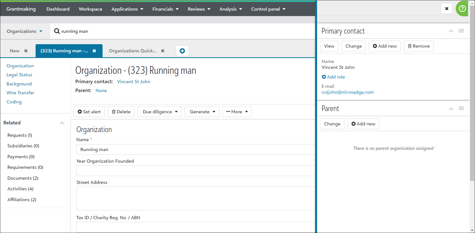 screenshot of Blackbaud Grantmaking